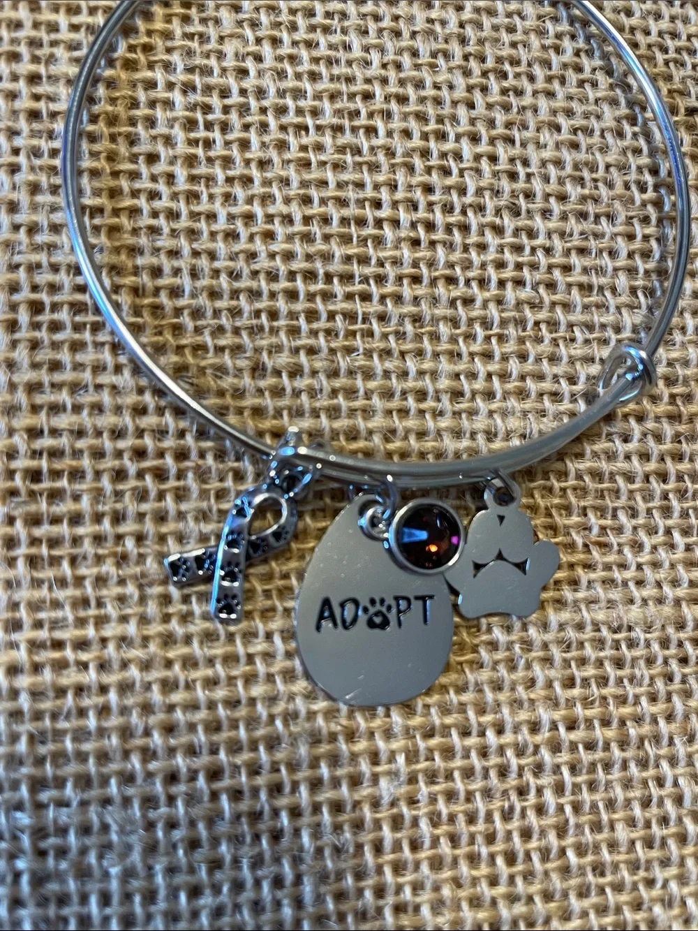 Stainless Steel Bangle Bracelet with various Adopt Pet Charms